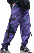 XYXIONGMAO Herr lila Techwear streetwear joggingbyxor taktiska hiphopbyxor lila overaller träningsbyxor cargobyxor för män
