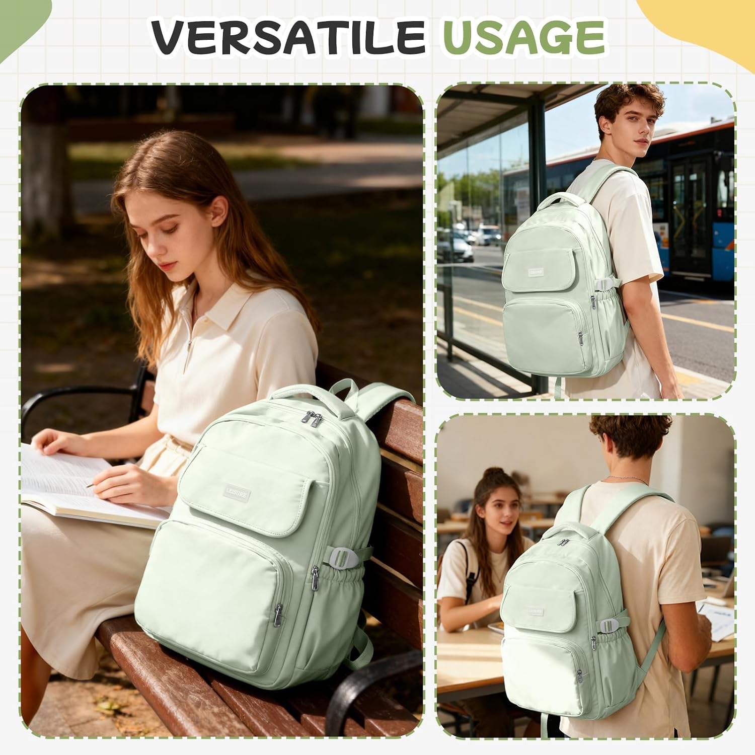 HYC00 Skolryggsäck Flicka Skolväska Lätt Ryggsäck Tjej Tonåring Bokväskor Skola Skolväskor Pojkar Laptop Ryggsäck Dam 14 Tum College Bag Fritidsryggsäck för Kvinnor Casual Dagsryggsäck,Blå