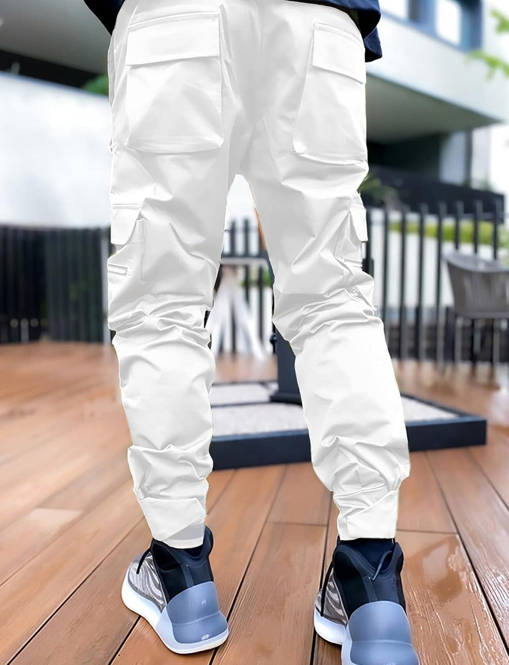 AIEOE Cargobyxor, herr, hip hop, techwear, cargobyxor med reflekterande ränder, streetwear, punkbyxor, joggingbyxor, joggingbyxor med fickor, elastisk linning