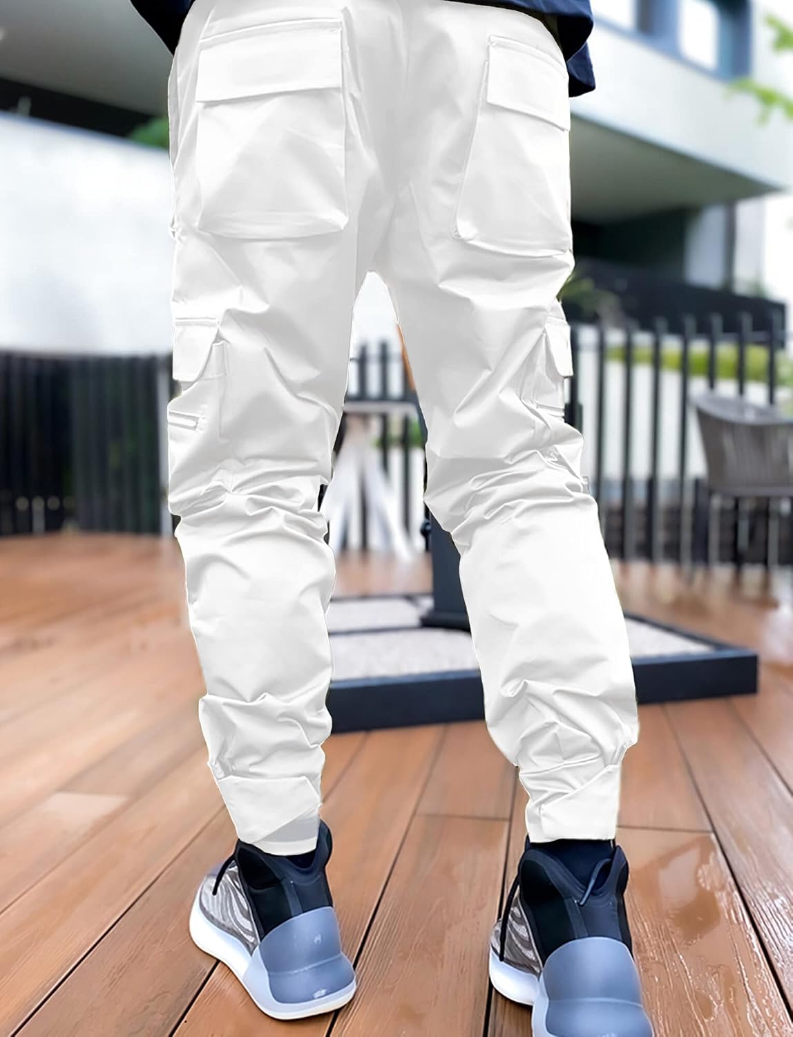 AIEOE Cargobyxor, herr, hip hop, techwear, cargobyxor med reflekterande ränder, streetwear, punkbyxor, joggingbyxor, joggingbyxor med fickor, elastisk linning