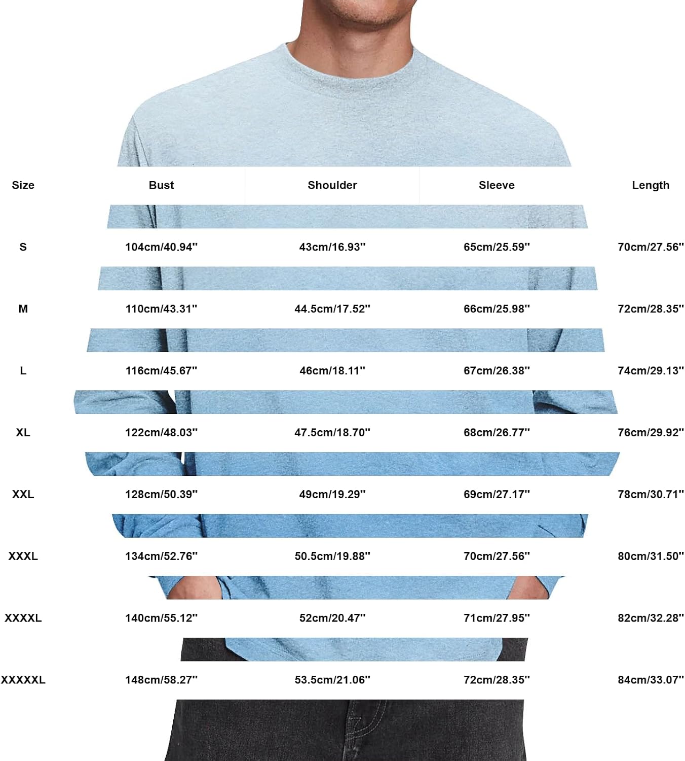Herr långärmad t-shirt tonad färg rund hals lätt vardaglig pullover topp