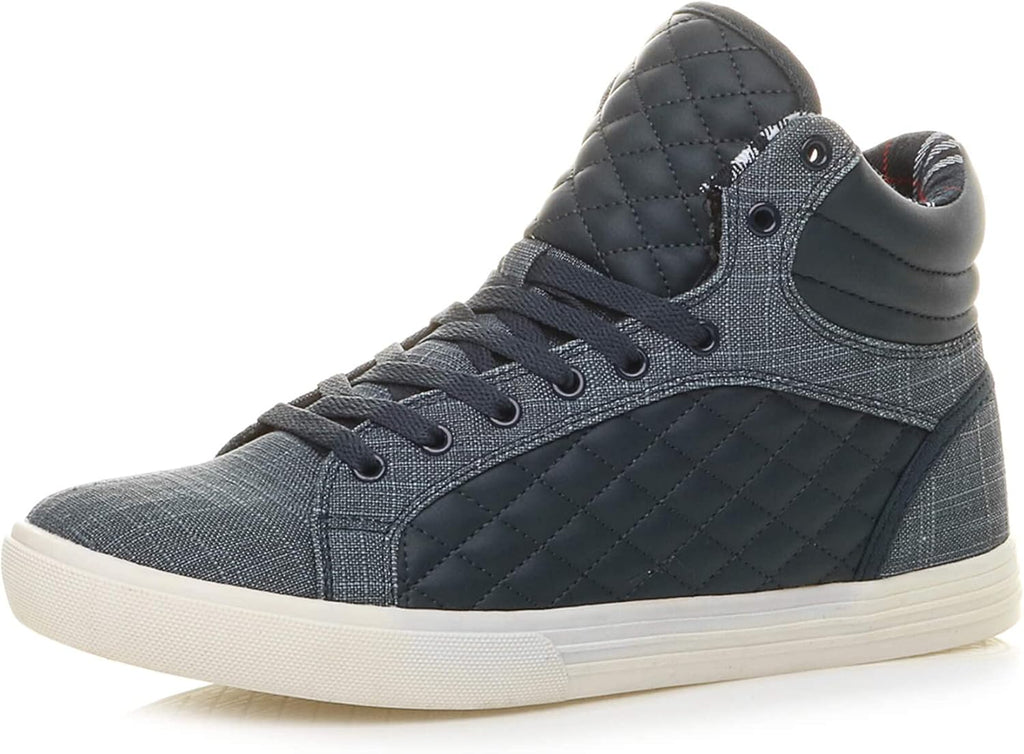 Ajvani Platt snörning för män quiltad vardaglig hög topp ankelstövlar sneakers storlek.