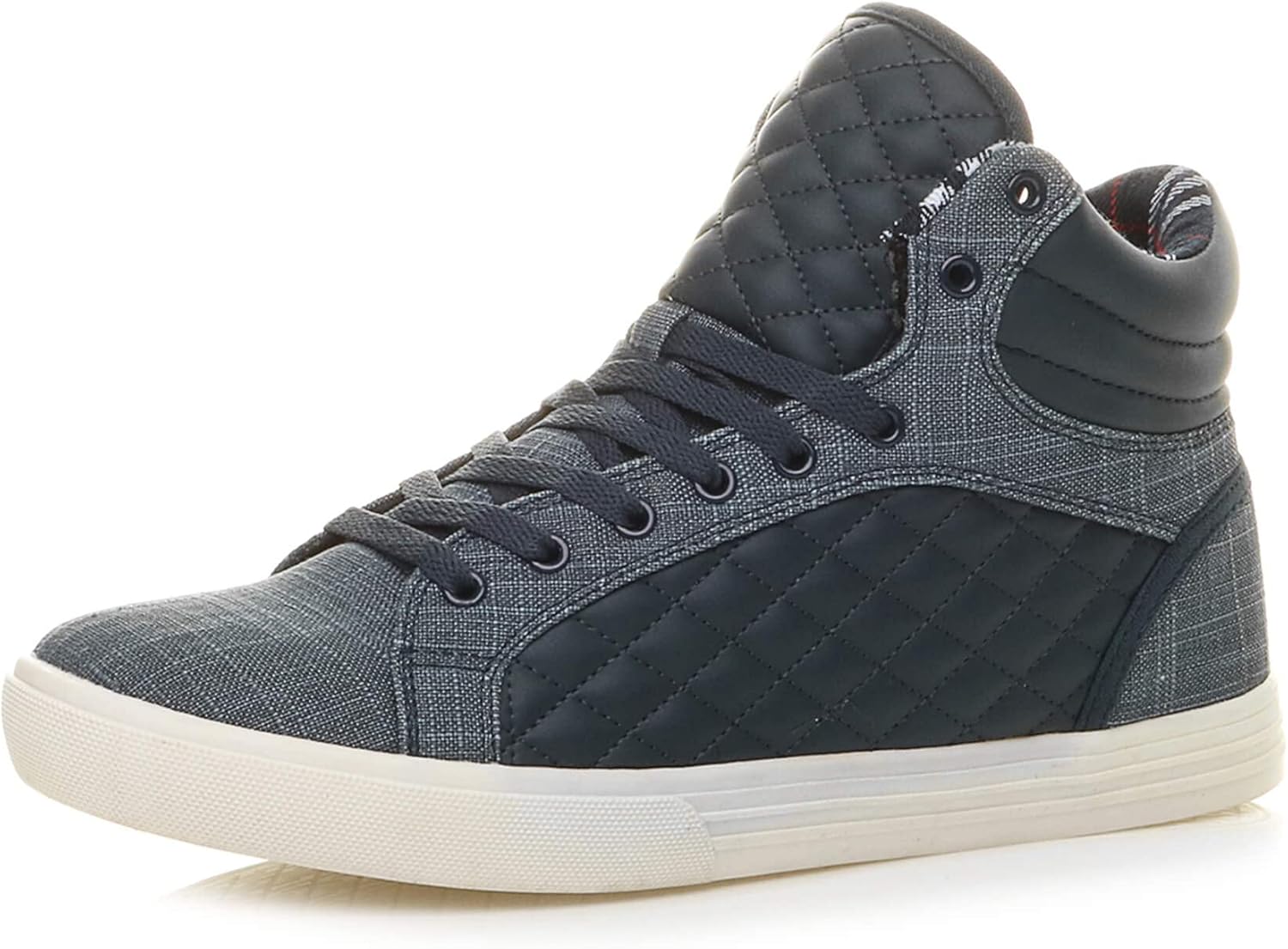 Ajvani Platt snörning för män quiltad vardaglig hög topp ankelstövlar sneakers storlek.