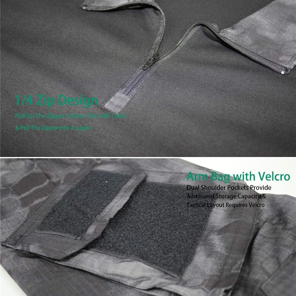 Tactical Combat T-shirt för män, Ripstop andningsbar tröja för jakt Military Airsoft