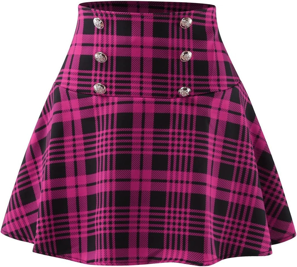 Leather Skirt plus Size Women Fashion Sexy Casual Lattice Printing A-line Mini Skirt Plaid Skirts