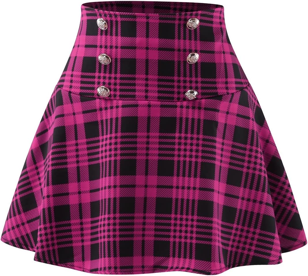 Leather Skirt plus Size Women Fashion Sexy Casual Lattice Printing A-line Mini Skirt Plaid Skirts