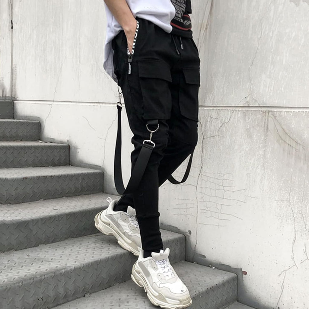 XYXIONGMAO Unisex Cargo haremsbyxor funktionella taktiska träningsbyxor byxor hiphop joggingbyxor techwear streetwear overaller