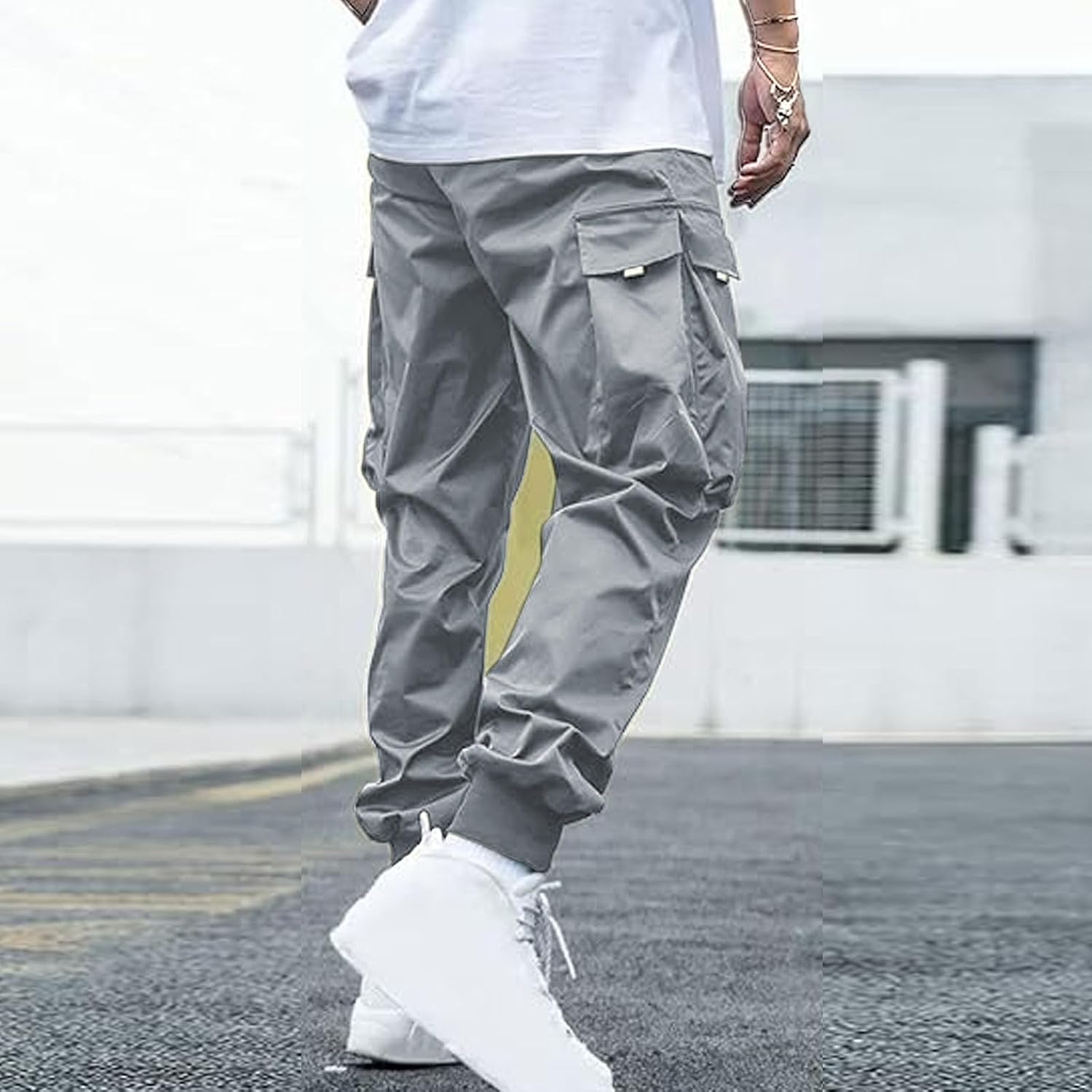 Herr cargo joggingbyxor elastisk midja dragsko säckiga träningsbyxor techwear byxor för män 2025 trendiga kläder