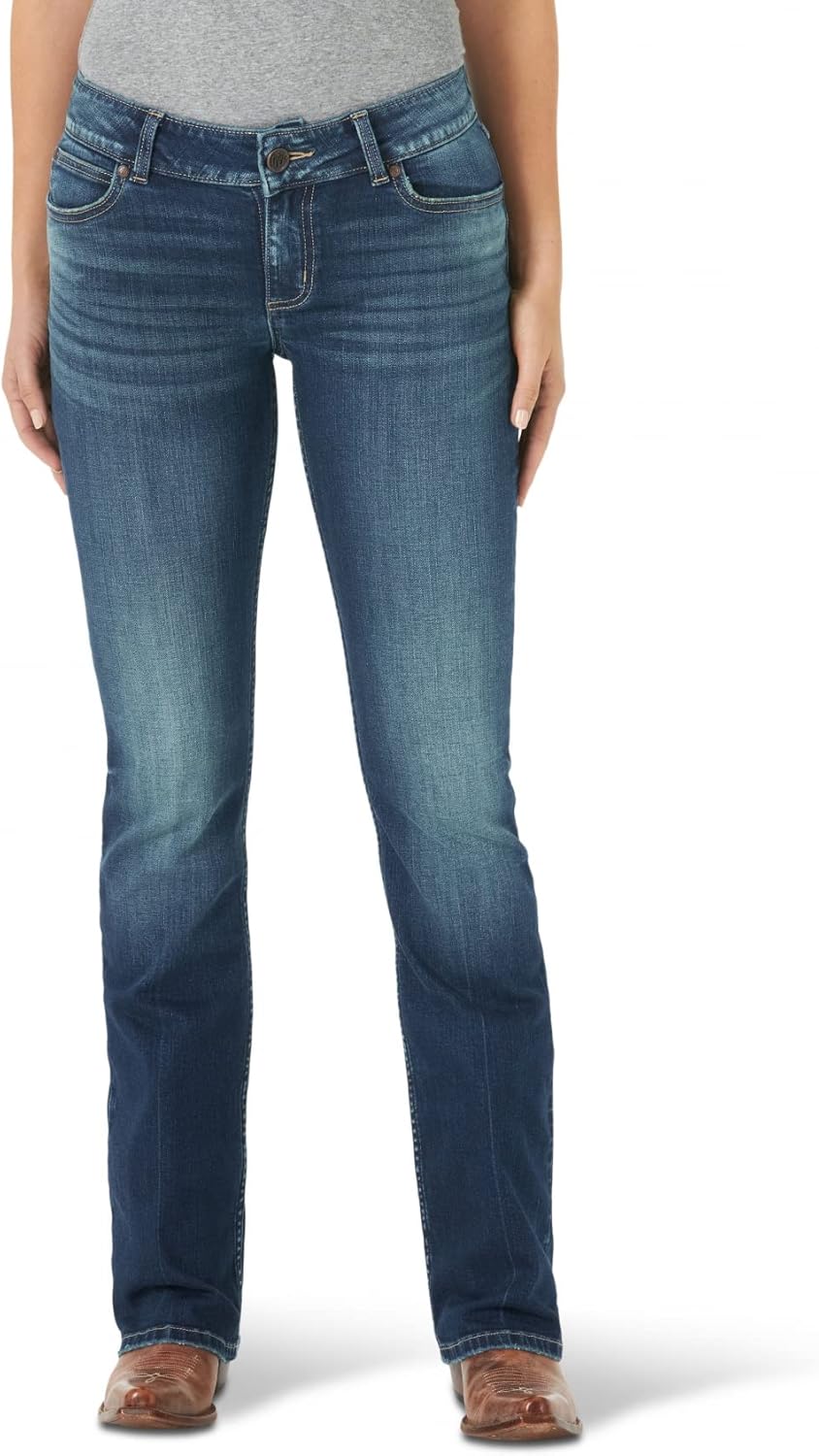 Wrangler dam Jeans Women's Willow Mid Rise Performance Waist Boot Cut Ultimate Riding Jean