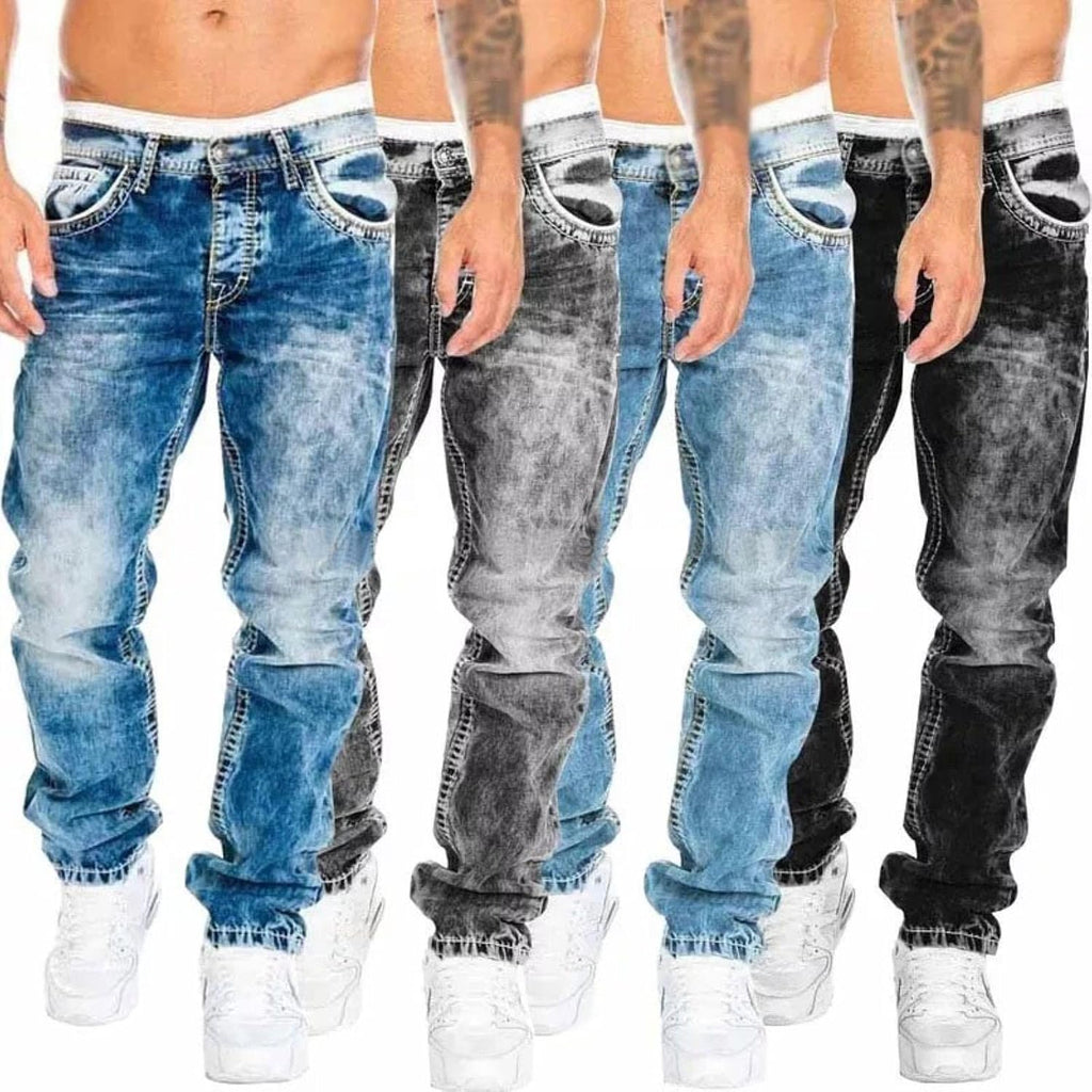 HANFBIO Mode klassisk herr premium lösa vida ben byxor business casual herrbyxor herr raka jeans
