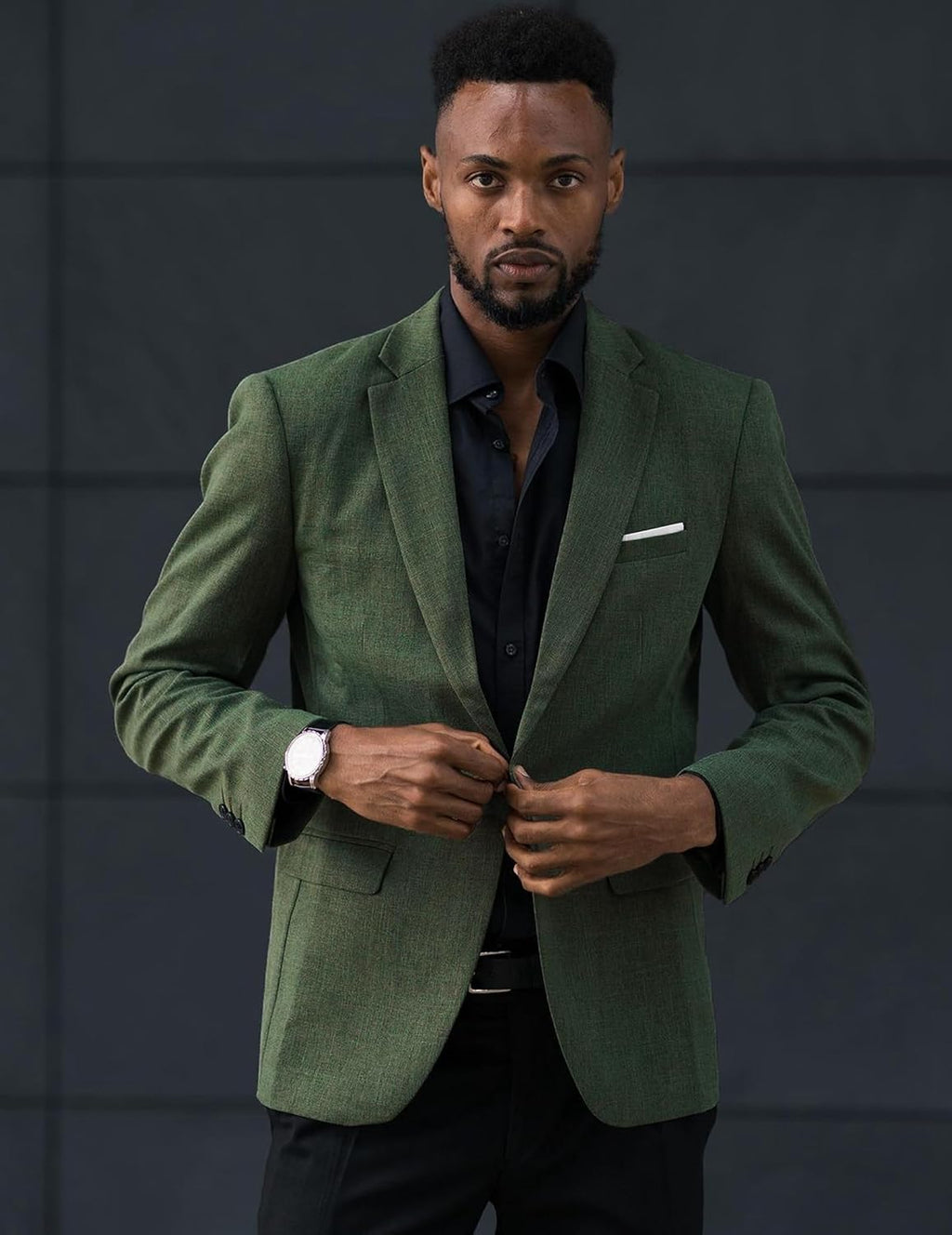Coofand Vardaglig kostymkavaj för män, blazer, lätt och sportig med en knapp, linnetextur