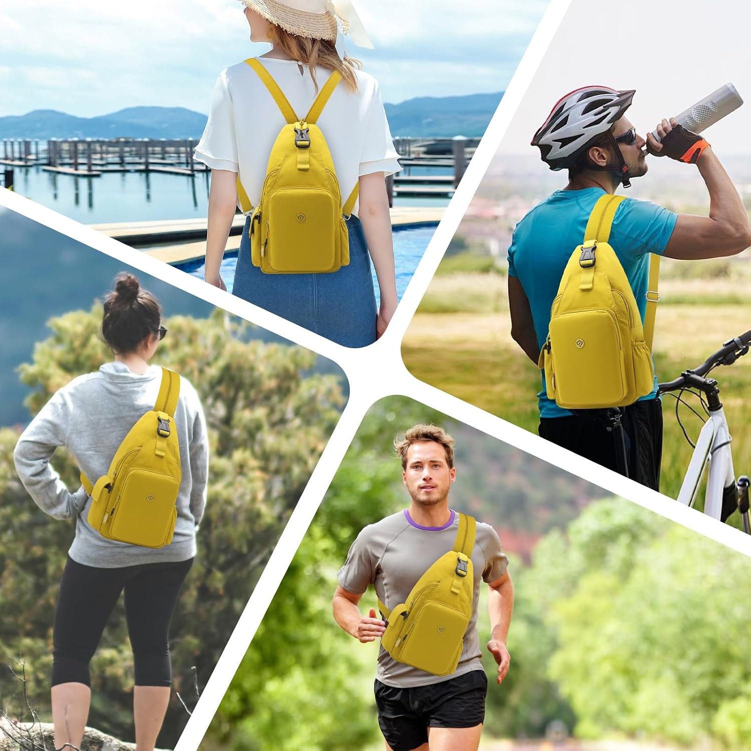 Bröstväska liten ryggsäck herr crossbody väska sling väska lätt bröstväska stöldskydd nylon ryggsäck axelväska herr dam för cykling resor sport