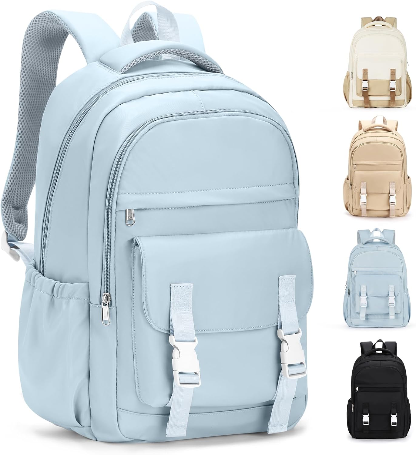 HYC00 Skolryggsäck Flicka Skolväska Lätt Ryggsäck Tjej Tonåring Bokväskor Skola Skolväskor Pojkar Laptop Ryggsäck Dam 14 Tum College Bag Fritidsryggsäck för Kvinnor Casual Dagsryggsäck,Blå