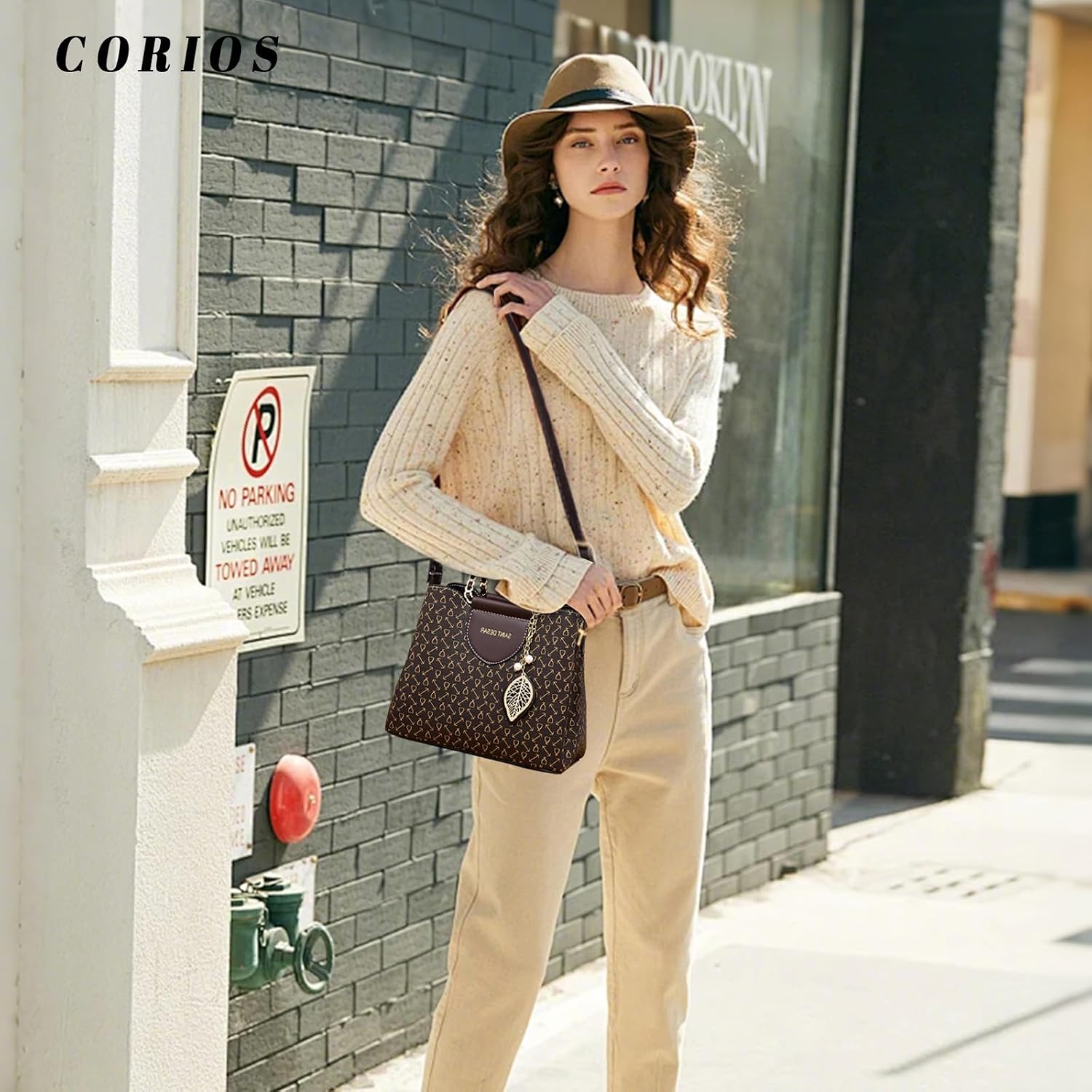 CORIOS Elegant handväska för kvinnor damer PU-läder axelväska över kroppen mode messenger topphandtag väska liten hobbo skolväska shopping resa kontor väska