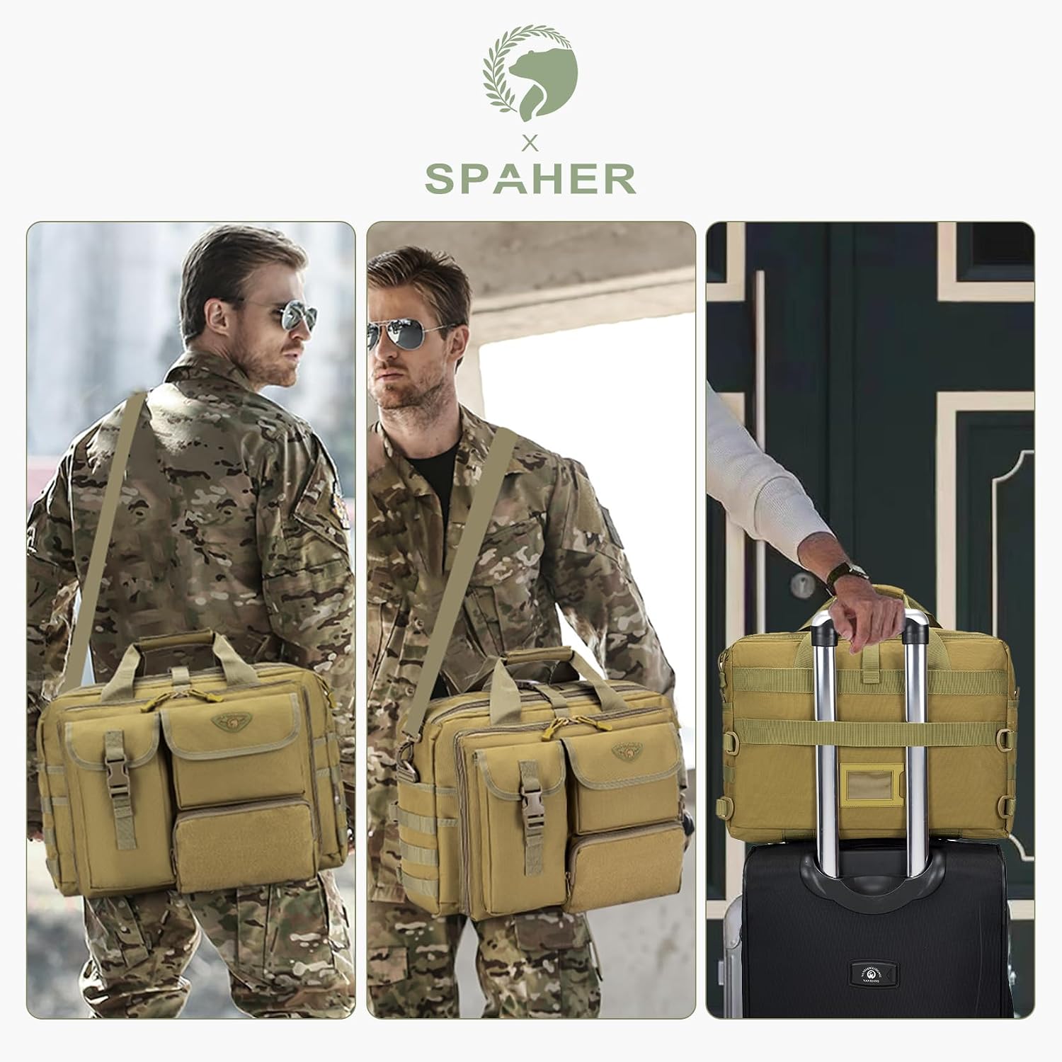 SPAHER Portfölj Herr Arbetsväska Herr Laptopväska 14/15,6/17,3 tum Business Tactical Bag Militärväska Axelväska Messenger Bag Herr Present för Kvinnor Herr