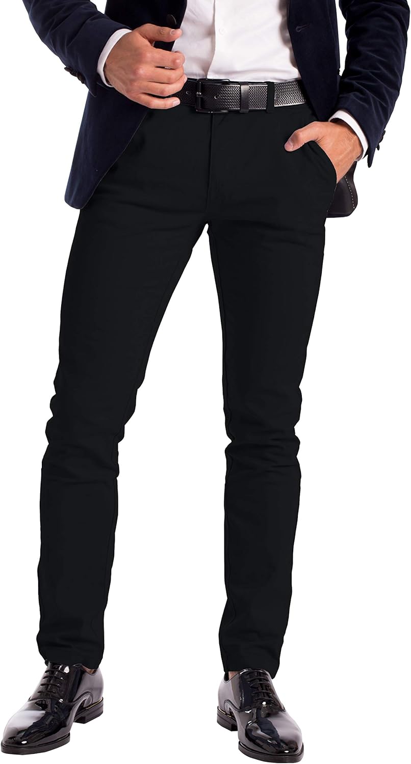 Herr stretch chinos designer slim fit jeans byxa bomull spandex botten