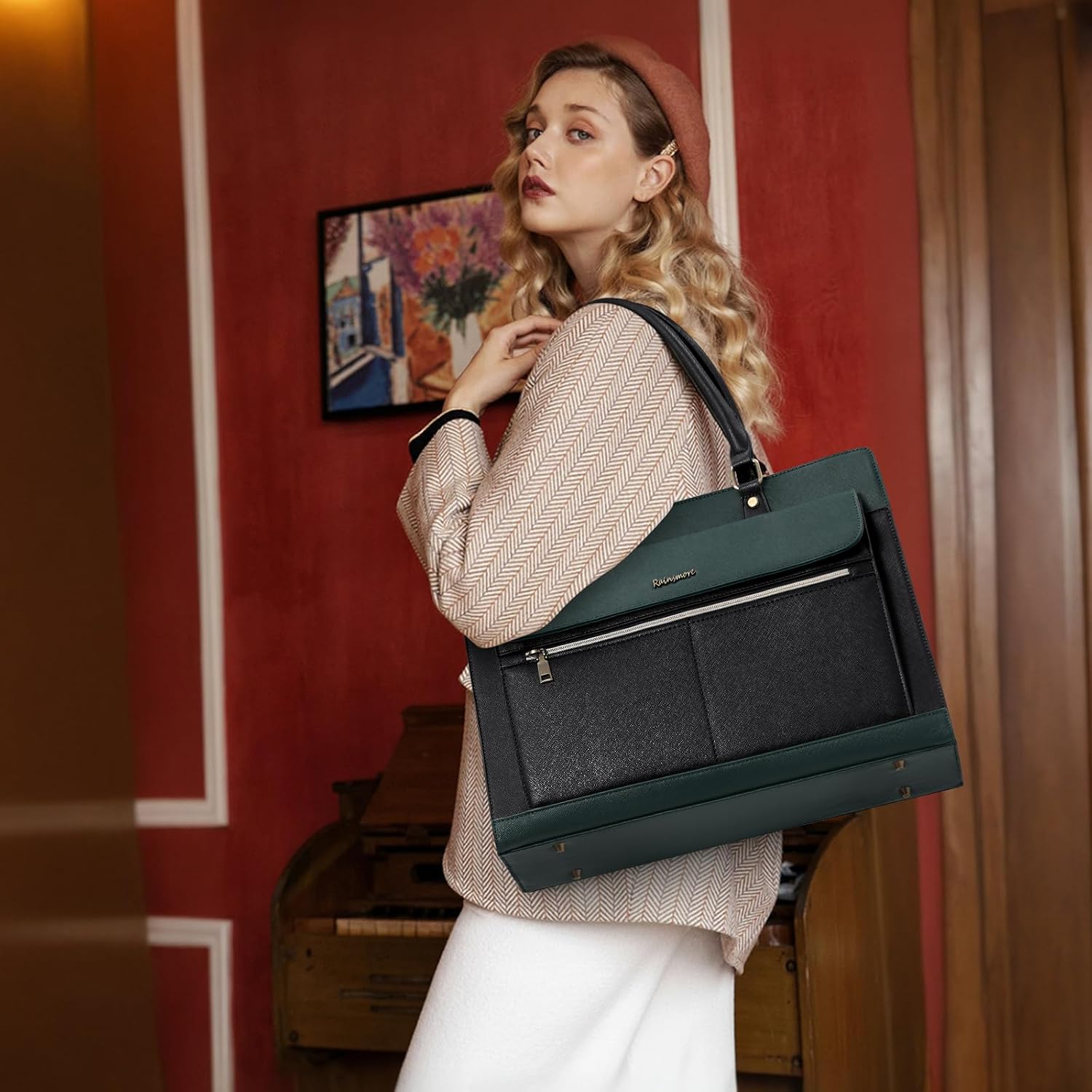 RAINSMORE Handväska damer shopper damer stor med plånbok 2-delat set