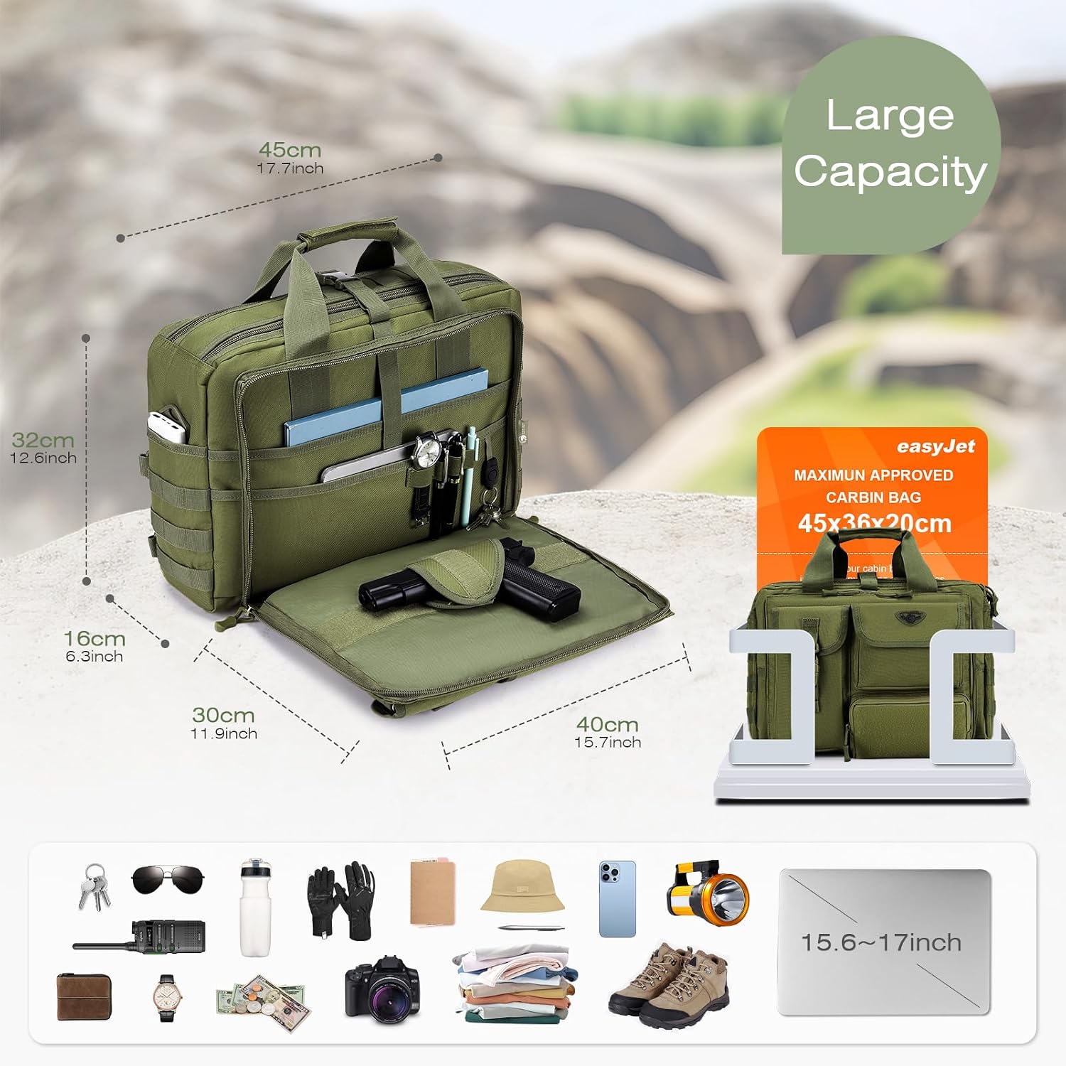 SPAHER Portfölj Herr Arbetsväska Herr Laptopväska 14/15,6/17,3 tum Business Tactical Bag Militärväska Axelväska Messenger Bag Herr Present för Kvinnor Herr
