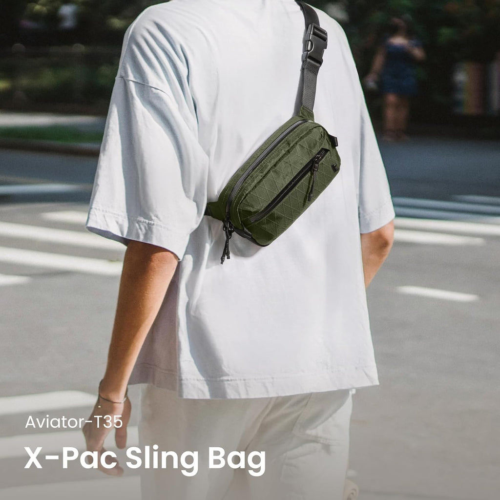 tomtoc 1,5 l crossbody väska med RFID-skydd, liten unisex axelremsväska, sling bag, lätt, vattentät sling bag, för utomhusresor, svart