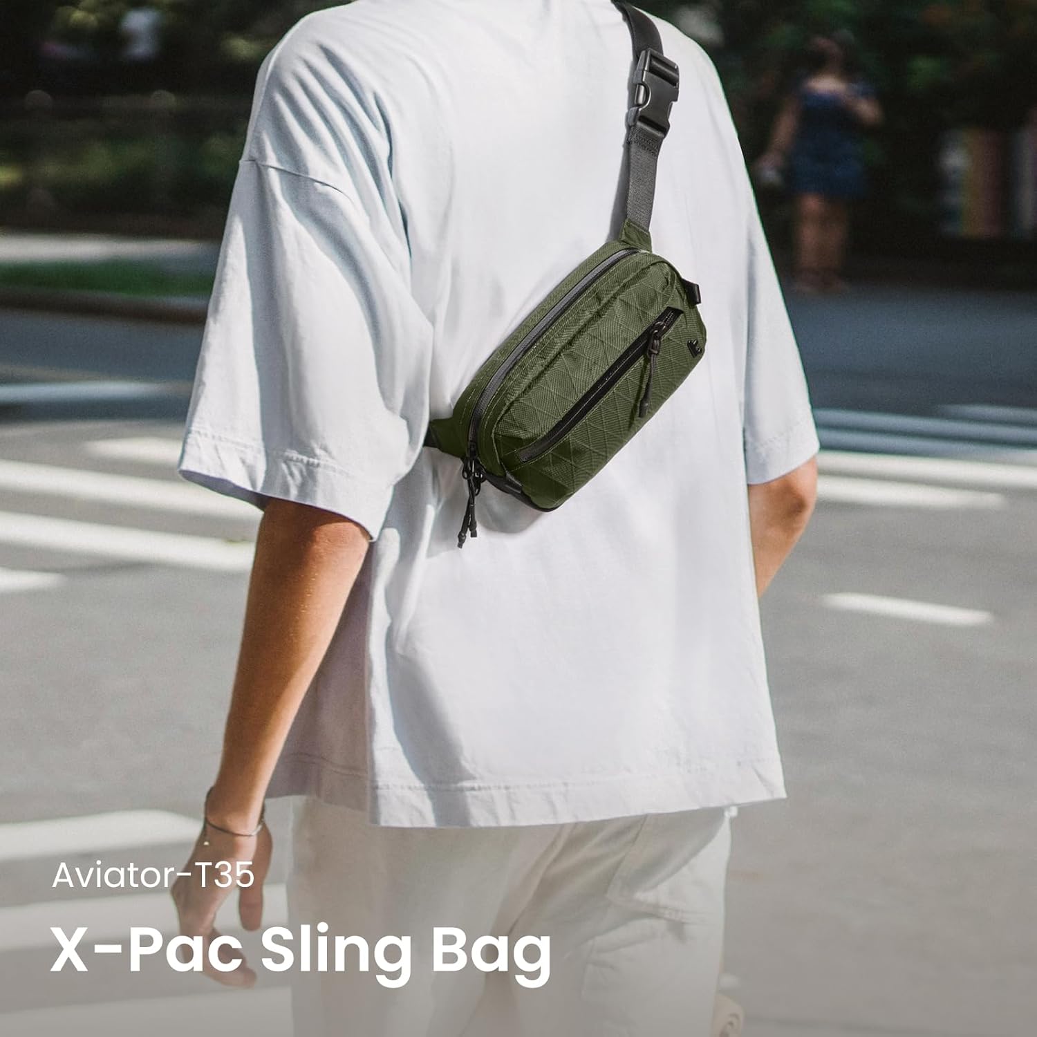 tomtoc 1,5 l crossbody väska med RFID-skydd, liten unisex axelremsväska, sling bag, lätt, vattentät sling bag, för utomhusresor, svart