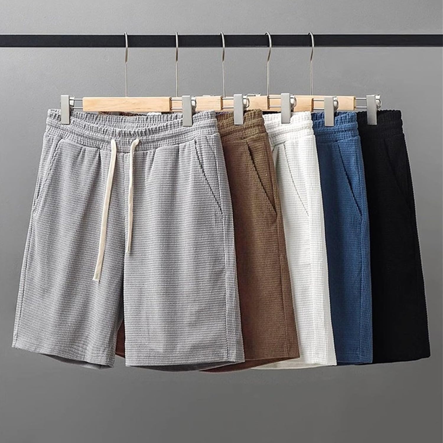 Herr Shopping Shorts För Stadsvandring Senior Man Lätt Skrynkelfri Stretch Andas Många Fickor Praktisk Elastisk Midja