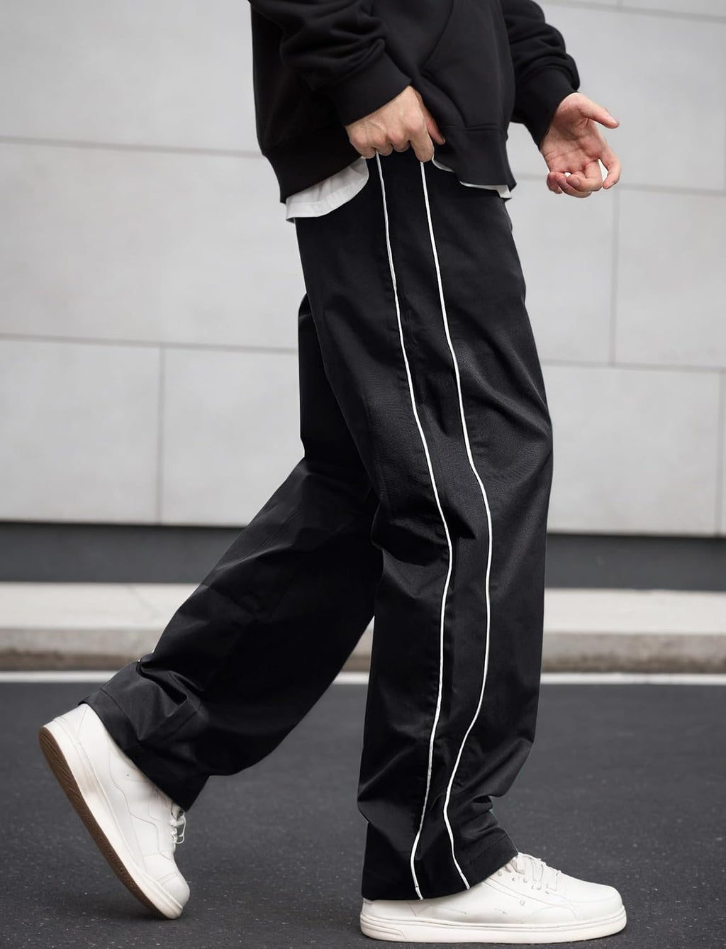 AIEOE herr, säckig joggingbyxor, Y2K, träningsbyxor, breda sportbyxor med dragsko, streetwear, fritidsbyxor med rörband, tonåring, mode