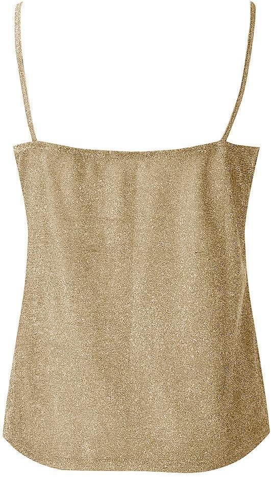 Glittertopp damer party guld, crop top elegant damer festlig tank topp sexig glitter axelbandstopp spaghetti blustoppar ärmlösa linne v-ringad väst basic topp lös topp