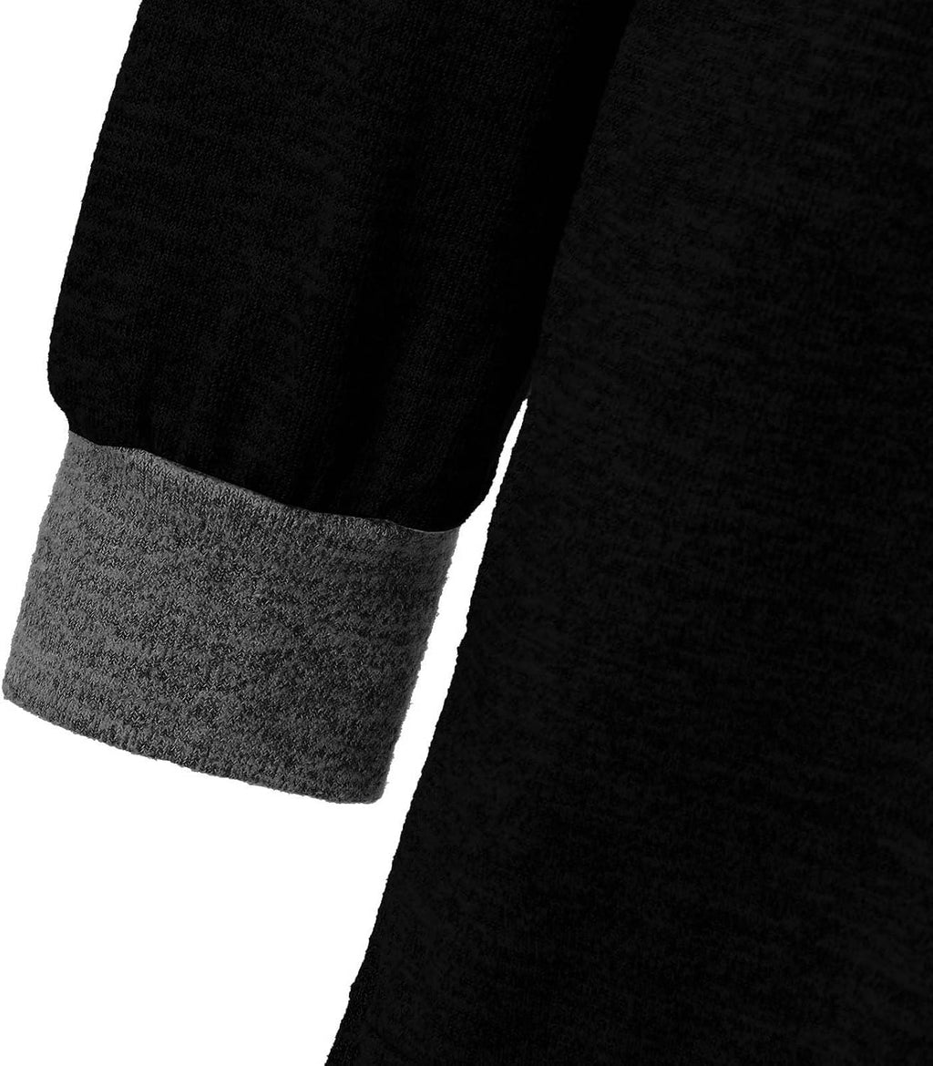 HUIFUAO T-shirt för kvinnor långärmad rund hals färgblock delad topp lös pullover topp skjorta kvinnor svart plus size t-shirt