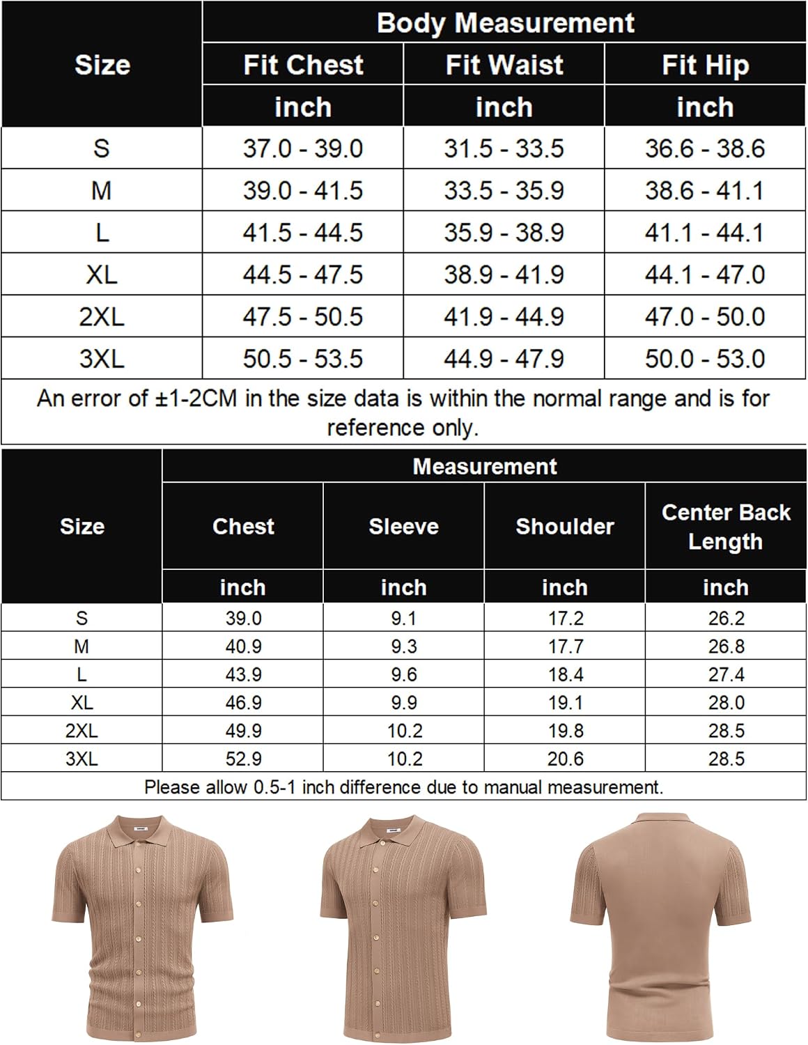 COOFANDY Herr kortärmad stickad pikétröja stretch kabel stickad full knapp golfskjorta polo t-shirt