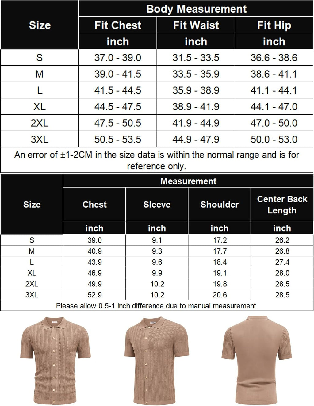 COOFANDY Herr kortärmad stickad pikétröja stretch kabel stickad full knapp golfskjorta polo t-shirt