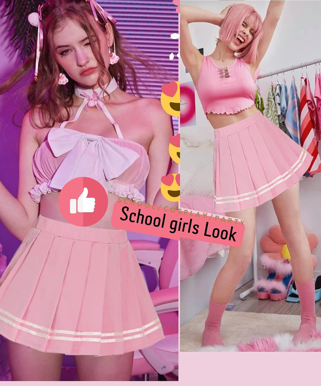 Avidlove minikjolar rutig veckad kjol kort hög midja veckad kjol A-linje kjol minikjol skola flicka sportkjol