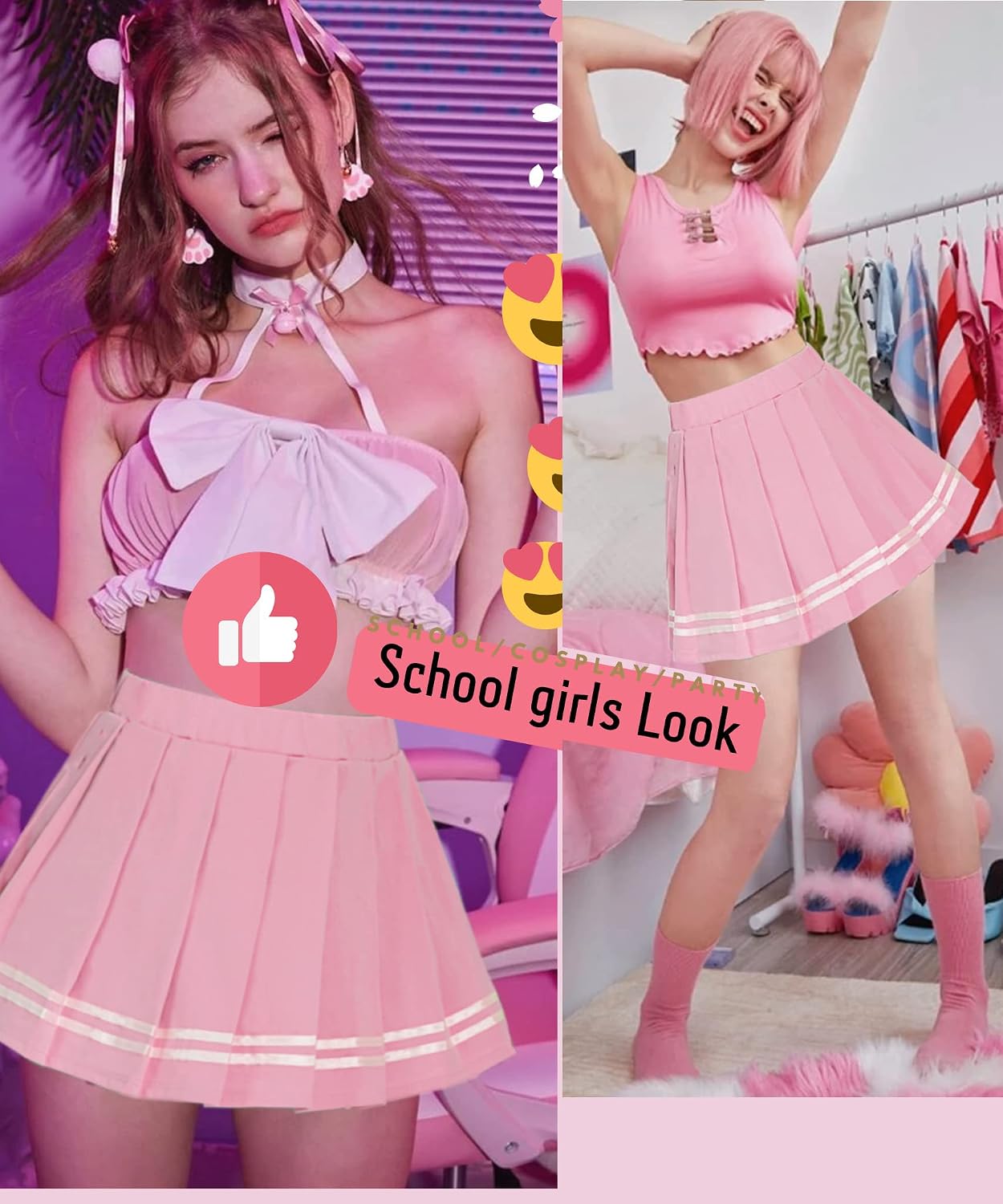 Avidlove minikjolar rutig veckad kjol kort hög midja veckad kjol A-linje kjol minikjol skola flicka sportkjol