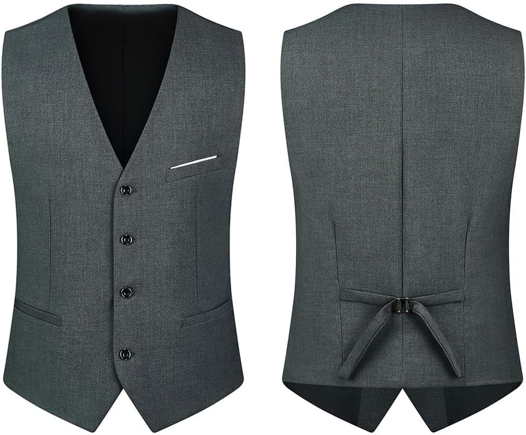 Herrar 3 stycken kostym slim fit en knapp halsduk revers för bröllop bal kavaj väst byxor set