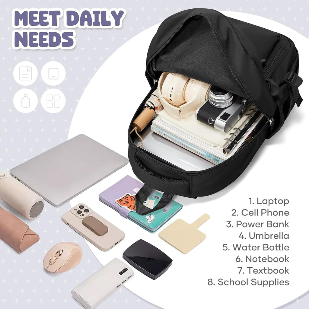 HYC00 Skolryggsäck Flicka Skolväska Lätt Ryggsäck Tjej Tonåring Bokväskor Skola Skolväskor Pojkar Laptop Ryggsäck Dam 14 Tum College Bag Fritidsryggsäck för Kvinnor Casual Dagsryggsäck,Blå