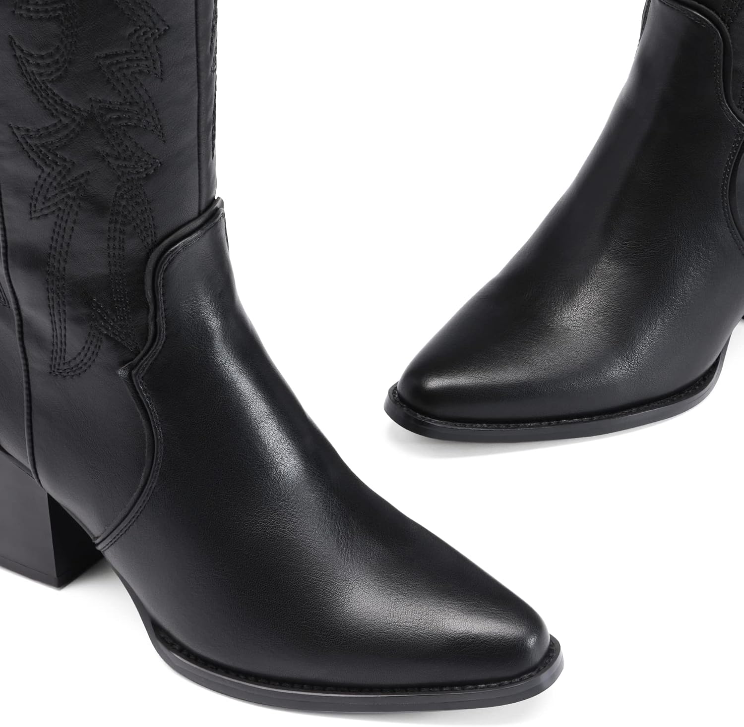 DREAM PARIRS Cowgirl stövlar bekväma dra på dragkedja tjock häl spetsig tå broderad western cowgirl knähöga stövlar flickor damer retro hög stövel