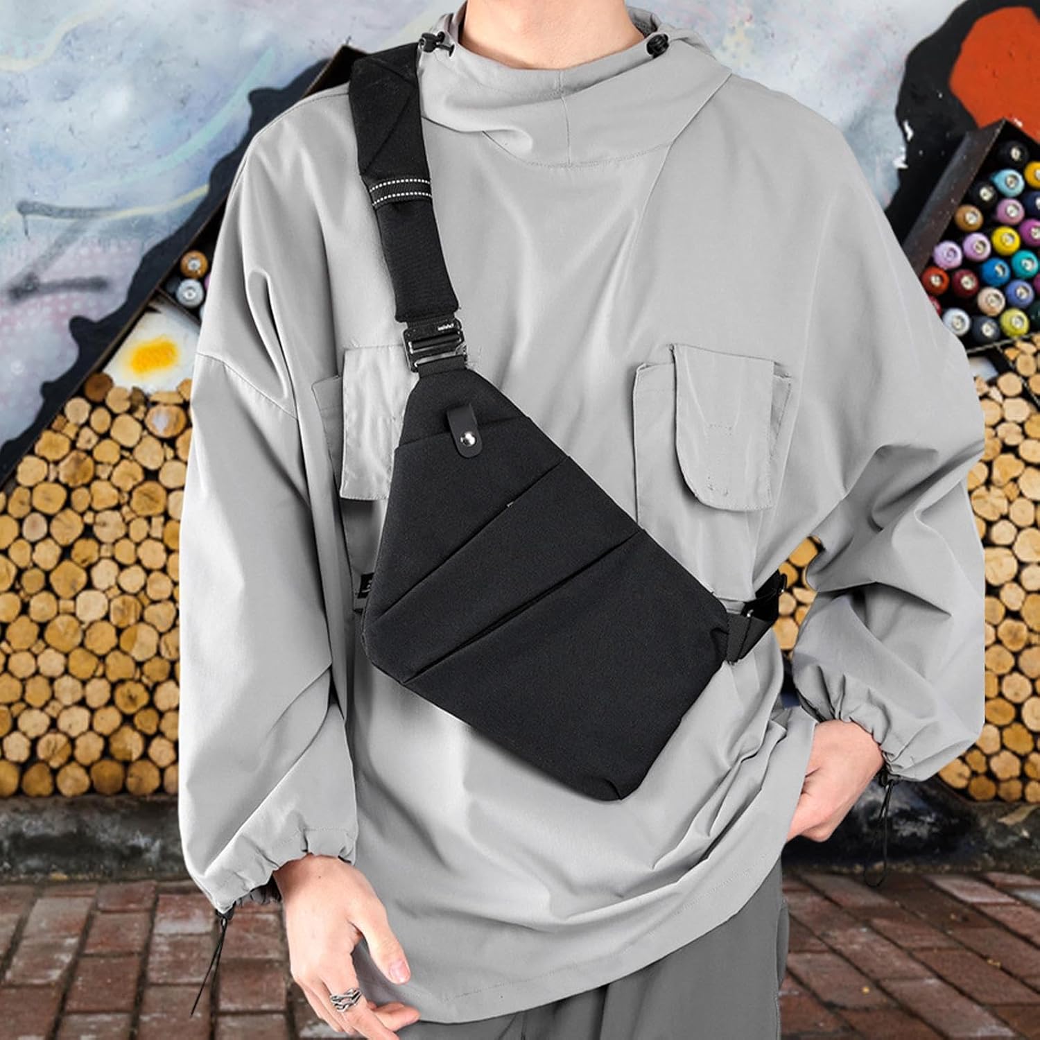 Sling Ryggsäck Herr,Chest Sling Ryggsäck Axel Ryggsäck - Sling Chest Crossbody Bag Bärbar Vattentät Stor kapacitet för camping Daglig användning Resevandring Onlynery
