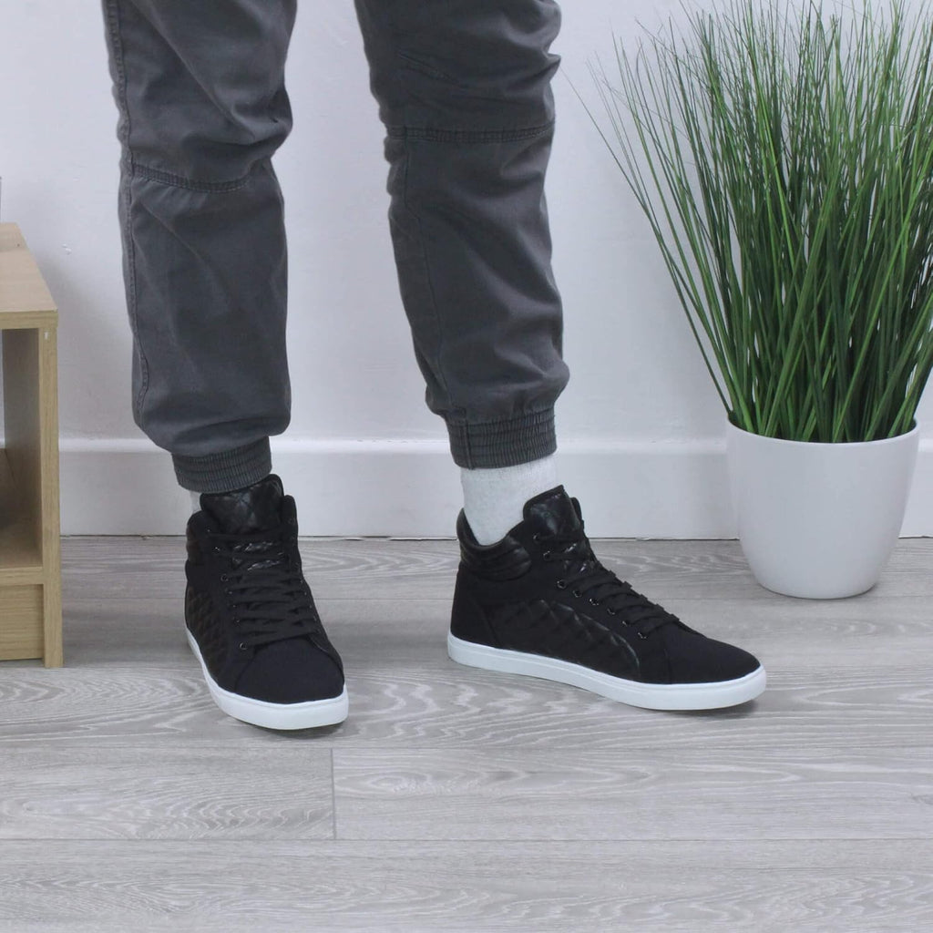 Ajvani Platt snörning för män quiltad vardaglig hög topp ankelstövlar sneakers storlek.