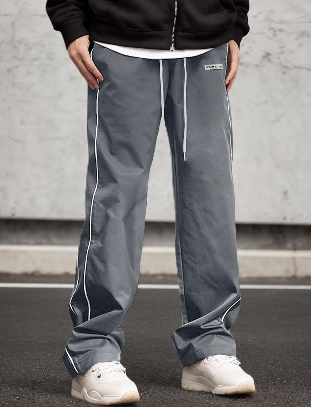 AIEOE herr, säckig joggingbyxor, Y2K, träningsbyxor, breda sportbyxor med dragsko, streetwear, fritidsbyxor med rörband, tonåring, mode