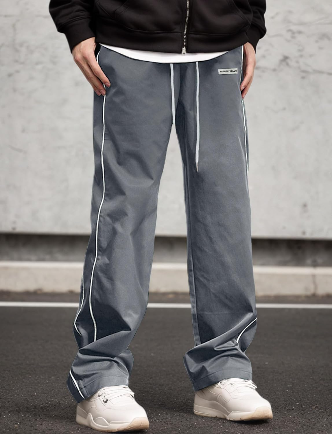 AIEOE herr, säckig joggingbyxor, Y2K, träningsbyxor, breda sportbyxor med dragsko, streetwear, fritidsbyxor med rörband, tonåring, mode