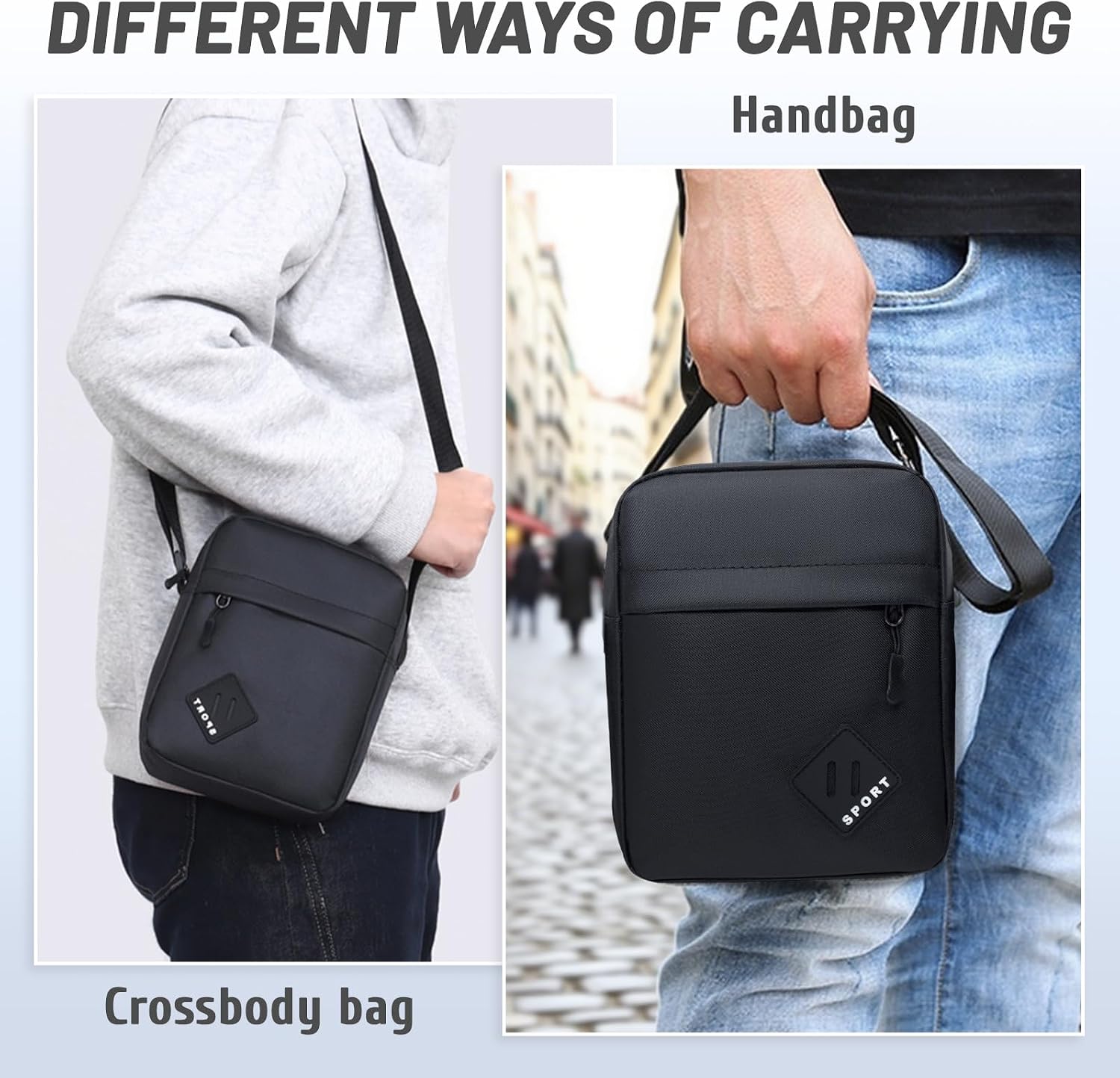 Aucuu Axelväska för män, Oxford Crossbody väska, vattentät liten sidoväska för män, ledig handväska, messengerväska med dragkedja och justerbar rem, lätt bröstväska för daglig användning, arbete