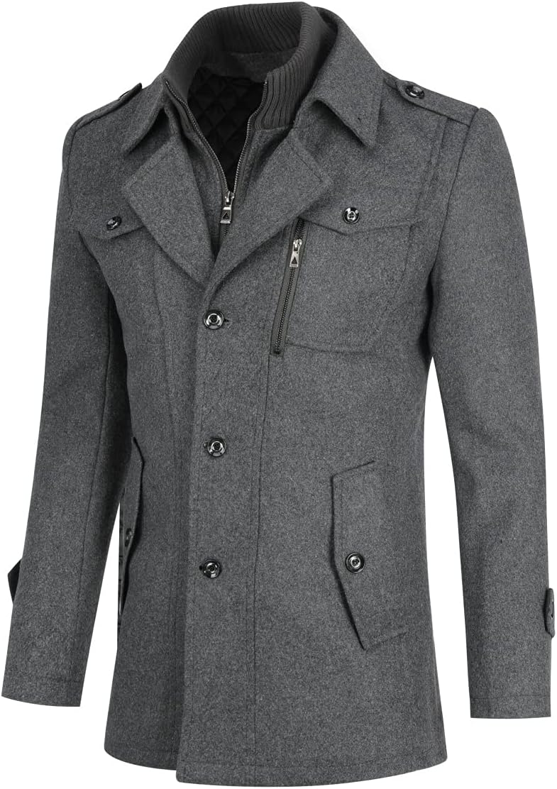Rockar för Herr Casual Vinter Ullkappor Regular Fit Vinter kappa Ärtkappa för Vintern