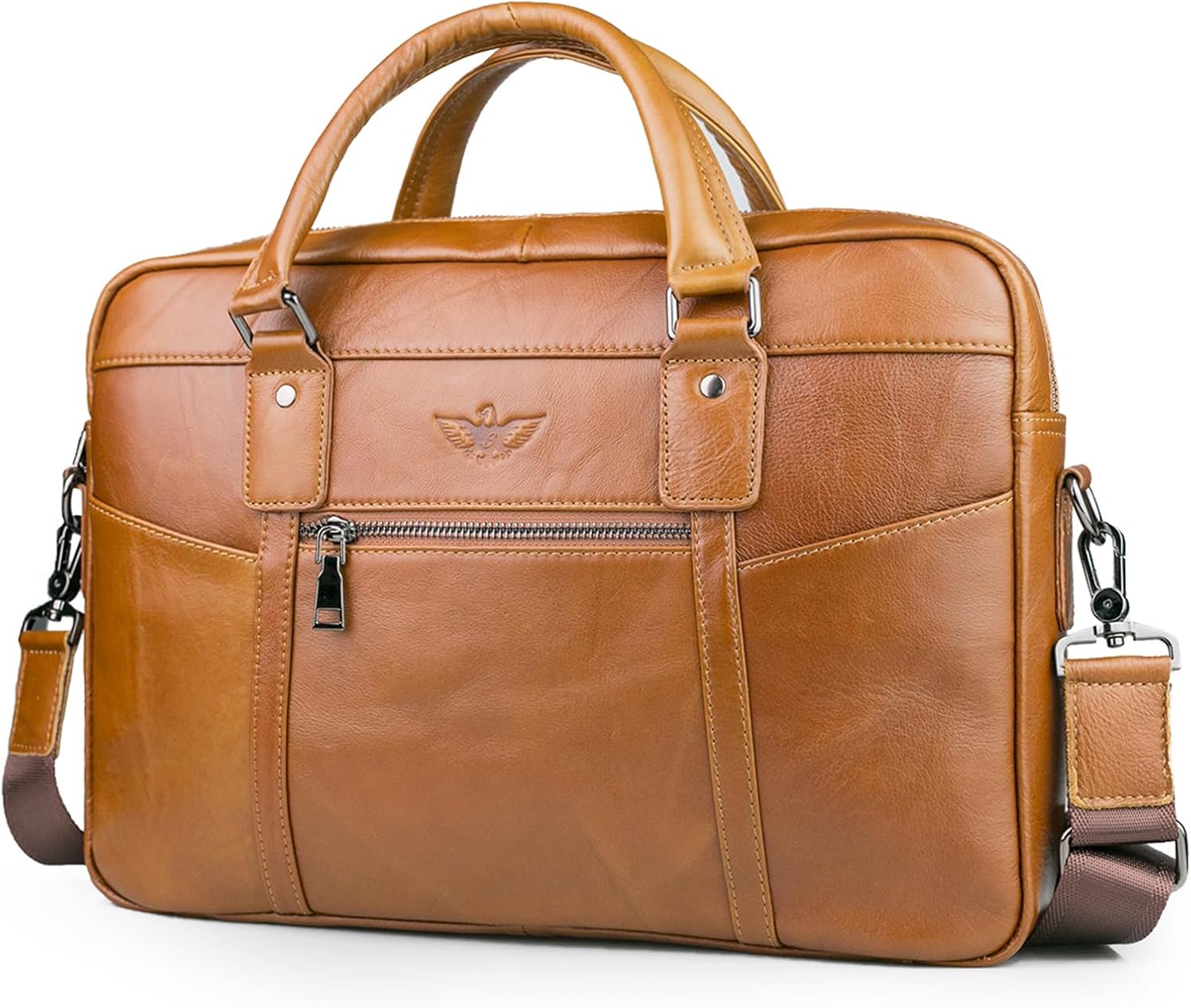 BAGZY Laptopväska för män läder 15,6 tum bärbar dator portfölj laptopfodral gåvor för män laptop messenger axelväska för PC laptop business handväska dokumentväska för kontor affärer college
