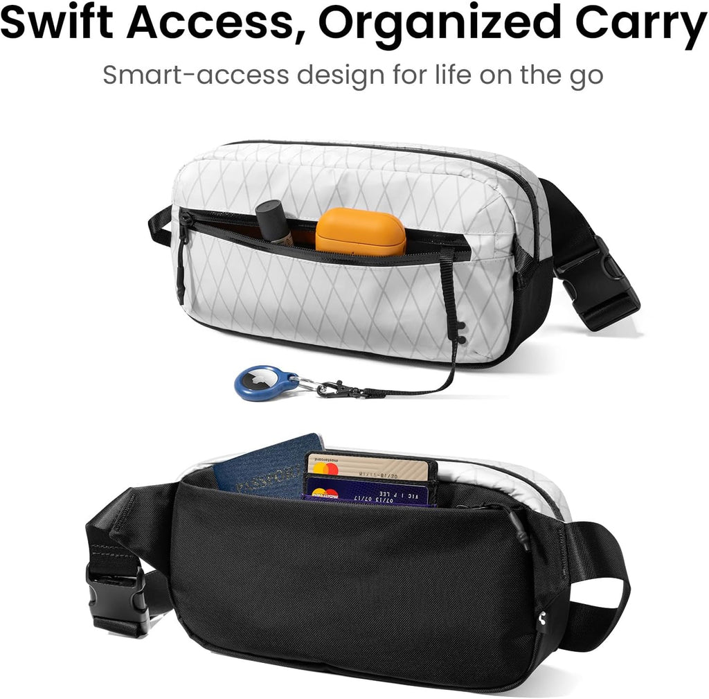 tomtoc 1,5 l crossbody väska med RFID-skydd, liten unisex axelremsväska, sling bag, lätt, vattentät sling bag, för utomhusresor, svart