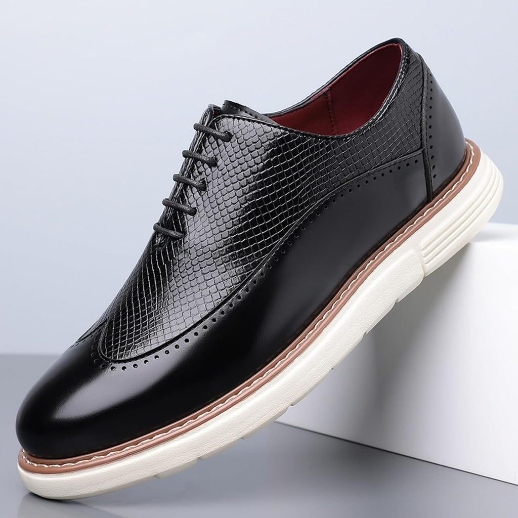 Herr Casual Sneaker Brogues Business Formal Oxfords Lackskinn Snörning Kontors Promenadskor