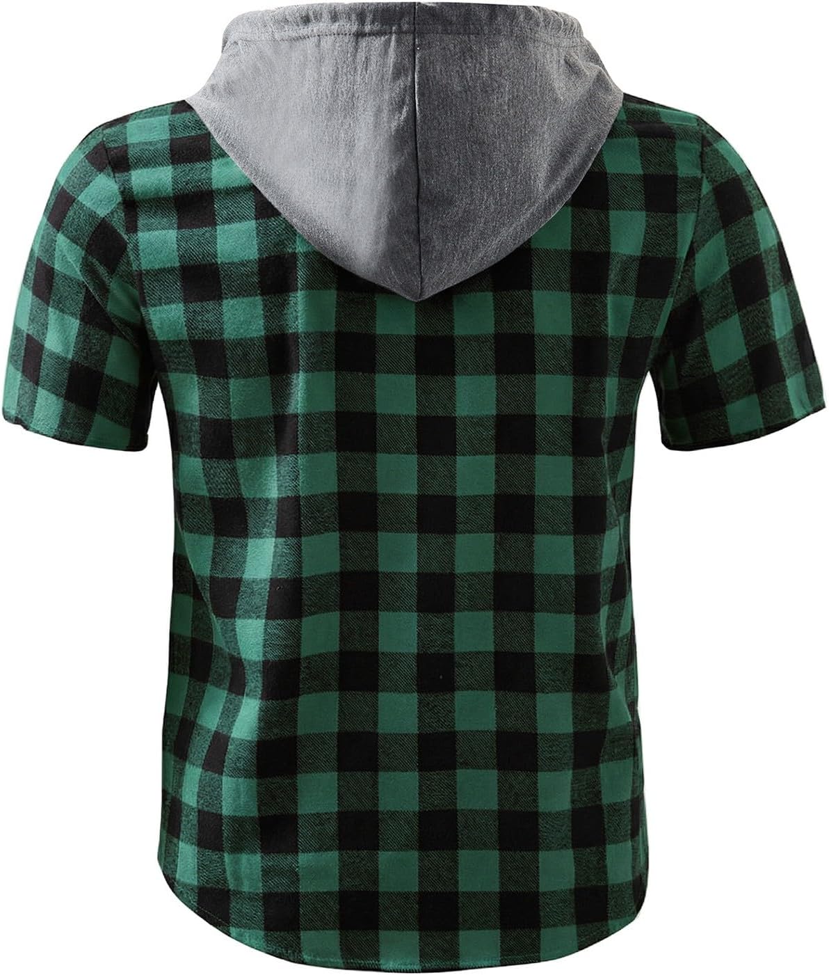 Herr rutiga huvtröjor - Kortärmad sommarskjorta för män UK rutig button down toppar lös passform andningsbara t-shirts hiphop vardagliga t-shirts utomhus träning sweatshirt lätt dragsko huvtröja
