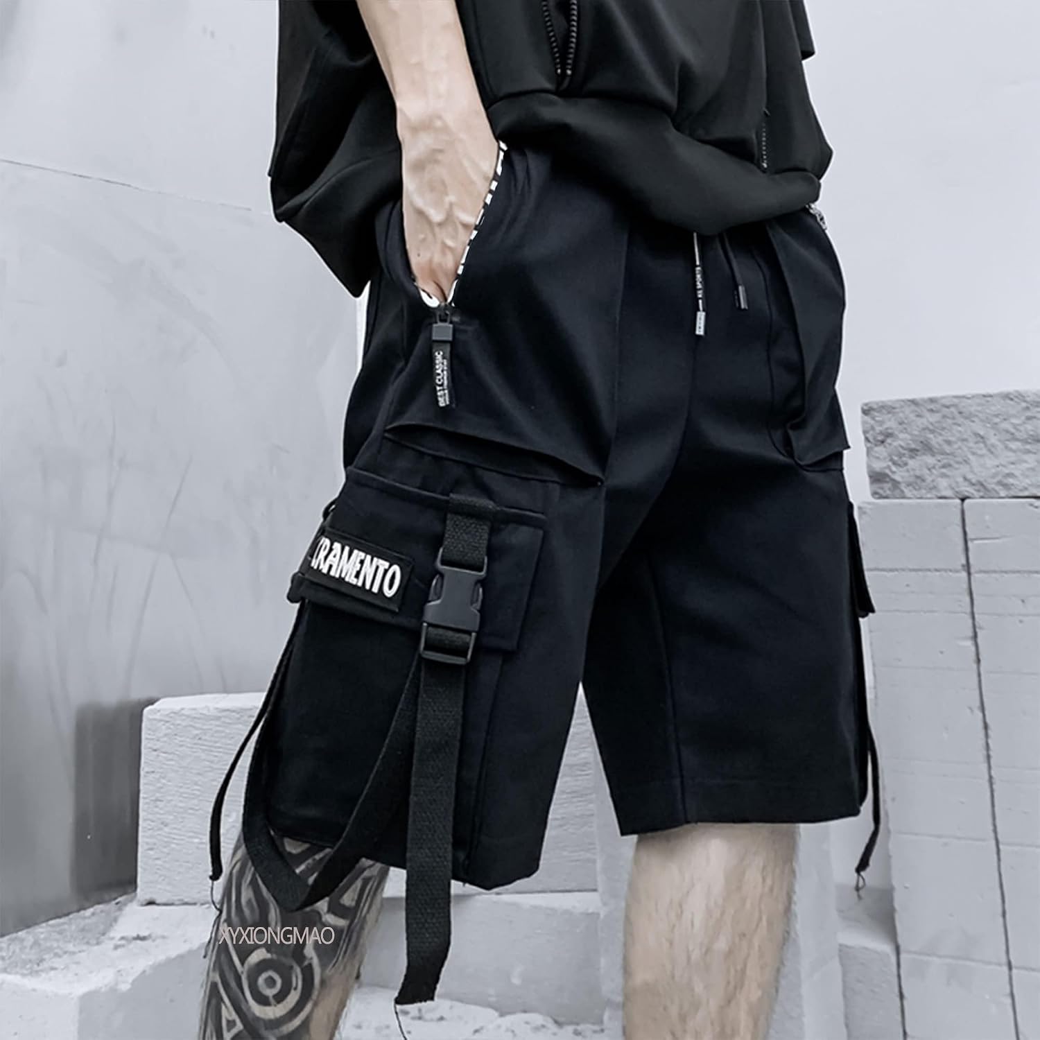 XYXIONGMAO Joggingbyxor för män Techwear svarta hiphop cargoshorts streetwear träningsbyxor cargobyxor för män