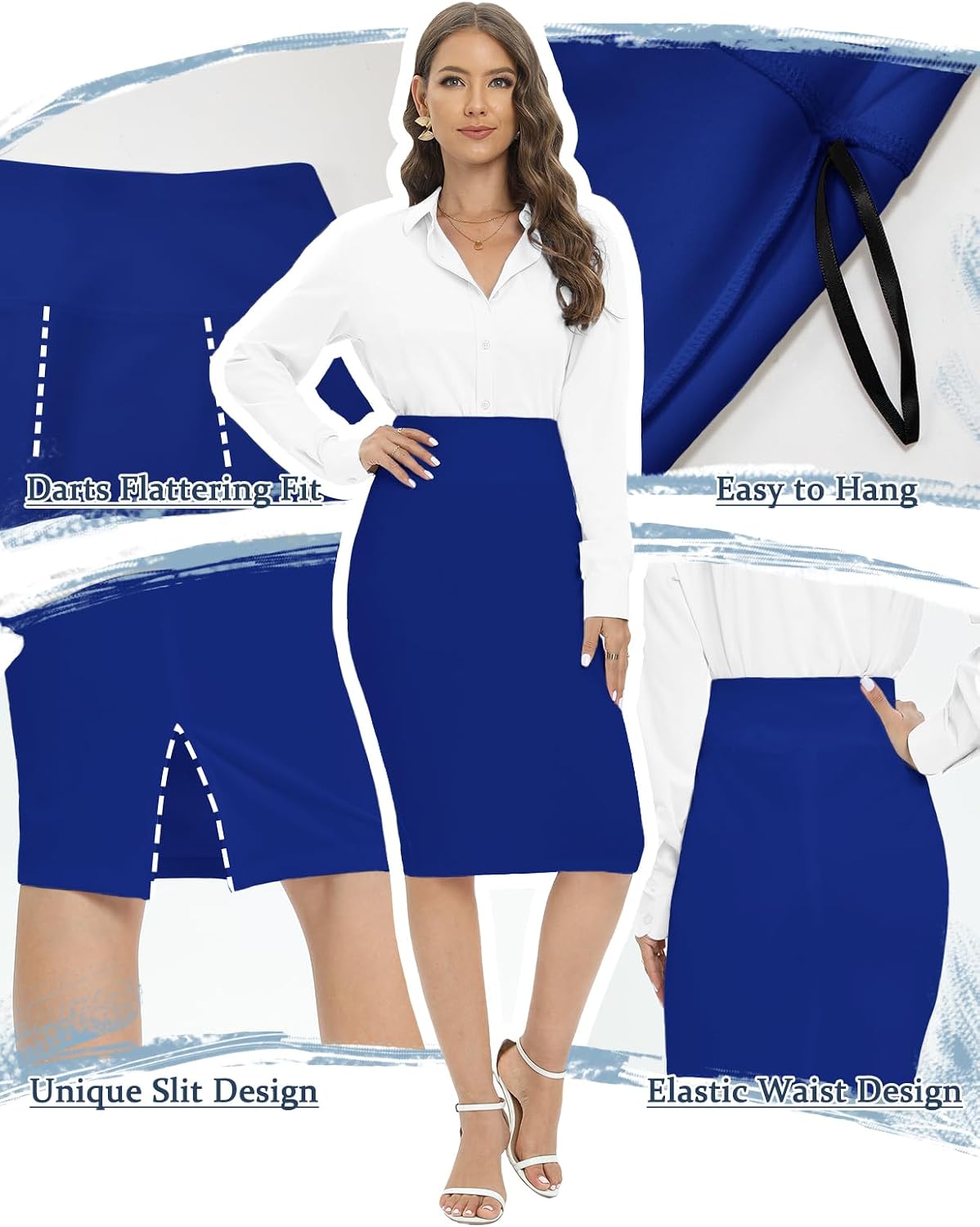 Tapata Dam kontor arbete pennkjol stretch hög midja under knät bodycon för business casual