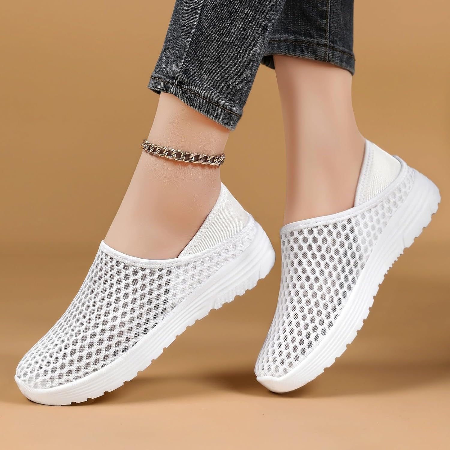 Legere bekväm snörfri herrsneakers, ventilerande herrsneakers, mjuk stickad topp, ortopediska slip-on skor, halkfria mjuka innersulor för fitness löpning promenader