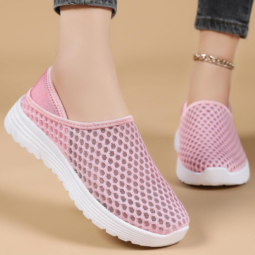 Legere bekväm snörfri herrsneakers, ventilerande herrsneakers, mjuk stickad topp, ortopediska slip-on skor, halkfria mjuka innersulor för fitness löpning promenader
