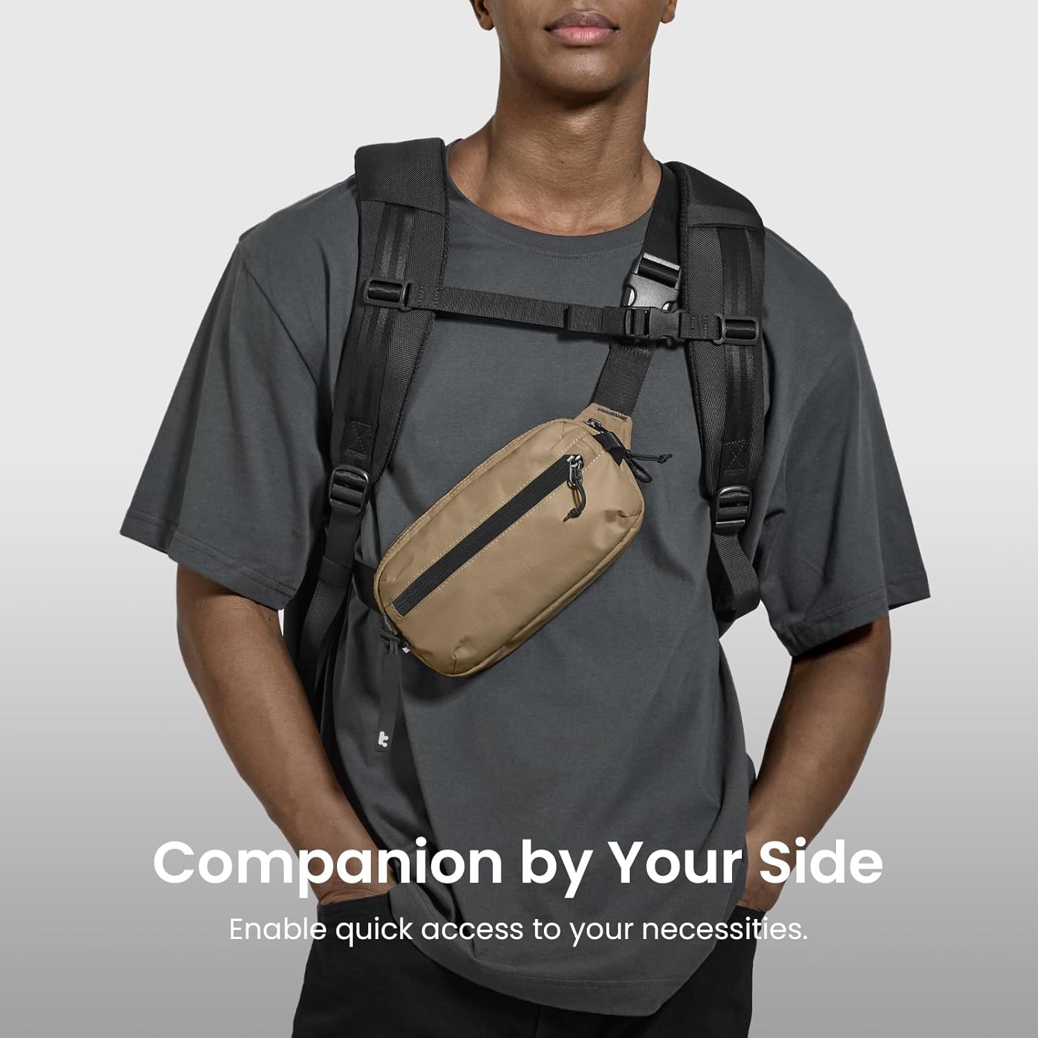 tomtoc 1,5 l crossbody väska med RFID-skydd, liten unisex axelremsväska, sling bag, lätt, vattentät sling bag, för utomhusresor, svart